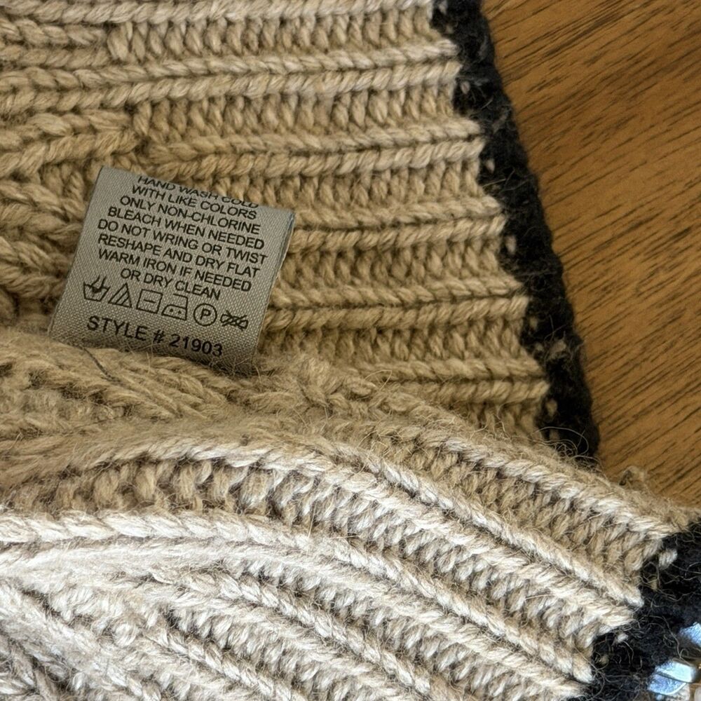 360 Sweater Women XS Cable Knit Sweater Cashmere Angora Lambswool Side Zip Beige - Picture 10 of 11